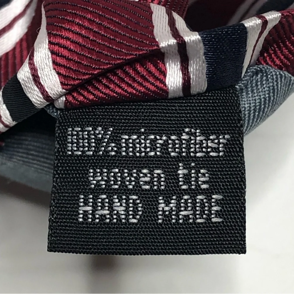 R. Junior Boy’s Maroon Navy and White Striped Microfiber Tie Size 8-10